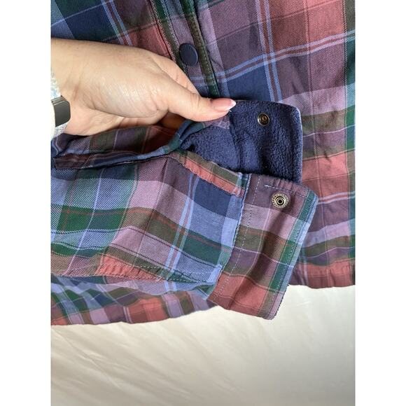 LL Bean Womens 2X Plaid Flannel Fleece Lined Shacket Shirt Snap Button Up Cozy - Picture 3 of 8